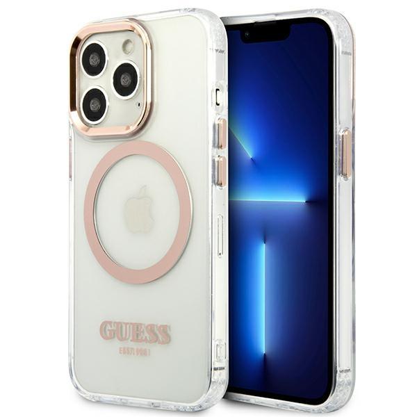 Etui do iPhone 13 Pro Max Guess Metal Outline MagSafe Złote