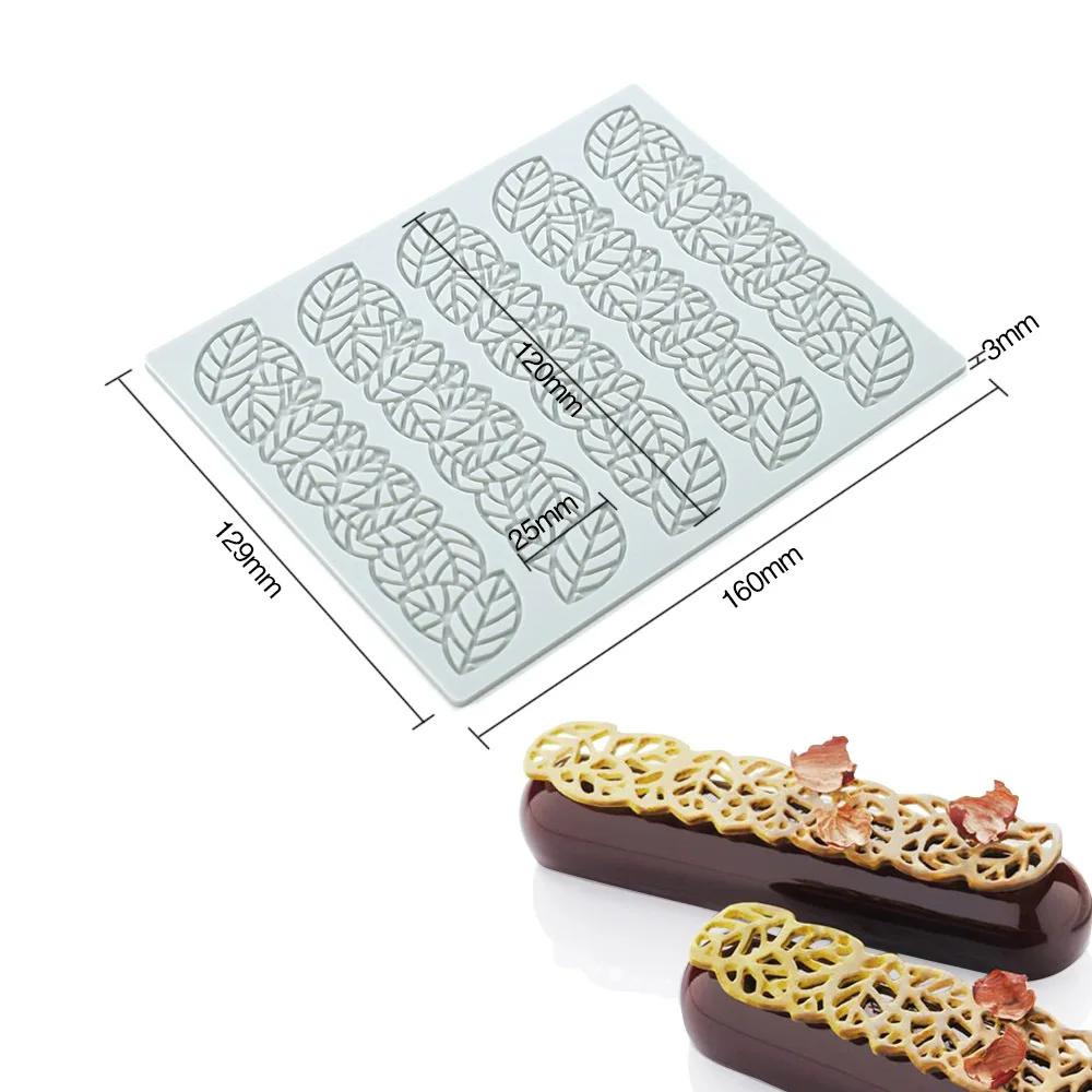 Long Bubble Heart Sugar Flipping Lace Pad Silicone Mold for Leaf Cake Decoration DIY Chocolate Plate Decoration Baking Mold