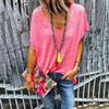 BITCED Women's Fashion Casual Solid Color Print Short Sleeve Blouses & Shirts