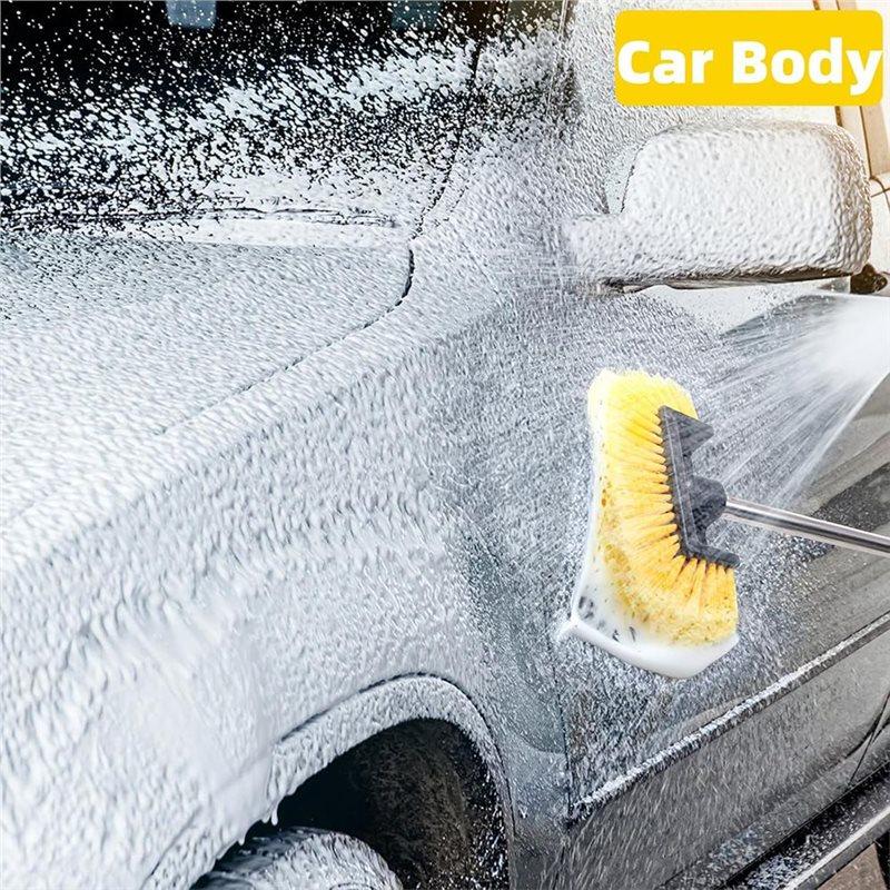 ABWR-Car Wash Brush Head, Car Wash Scrubber With Soft Bristle, Exterior Vehicle Wash Equipment For Auto RV Truck Boat Campers