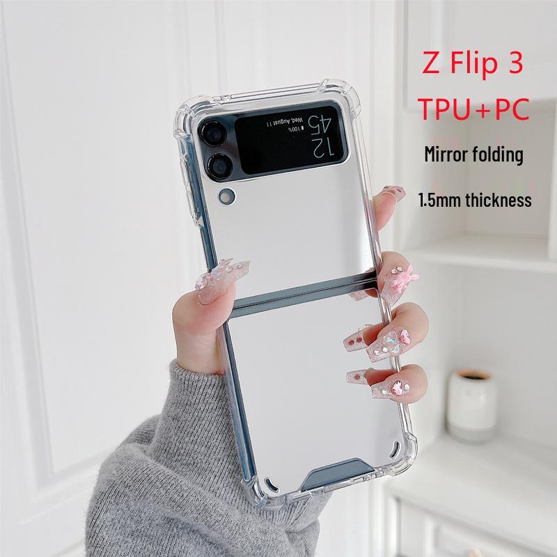 Samsung Z Flip7 Electroplated Folding Case with Airbag Corners and Mirror Finish for Flip6/Flip5