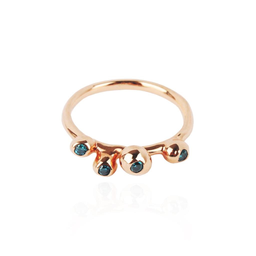 Mezmic White Magic Blue Diamond Ball Gold Ring