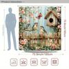 Charming Garden with Birds and Birdhouse Shower Curtain - Water-Resistant Fabric for Bathroom - Perfect