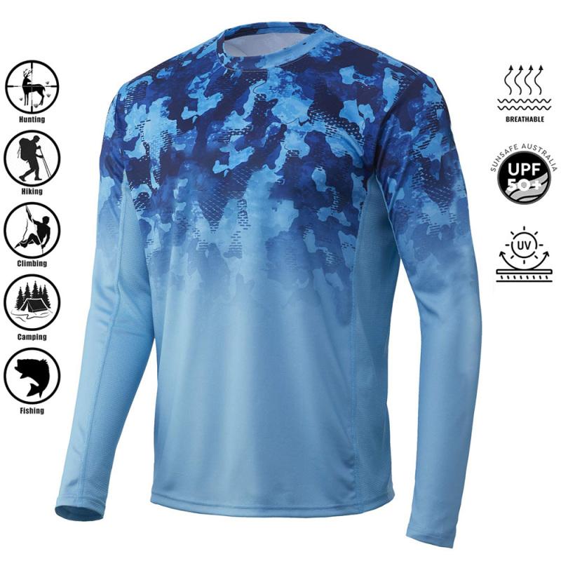 ETST 007 Herenshirt UV-bescherming Buitensporten Ronde hals Tops, Hardloopzon T-shirts UPF50+ Heren Lange Mouw Visshirt - Ademend 3XL