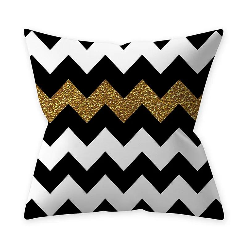 Golden Black Pattern Decorative 45*45CM Cushion Cover Polyester Throw Pillowcase Sofa Home Car Decorative PillowCover