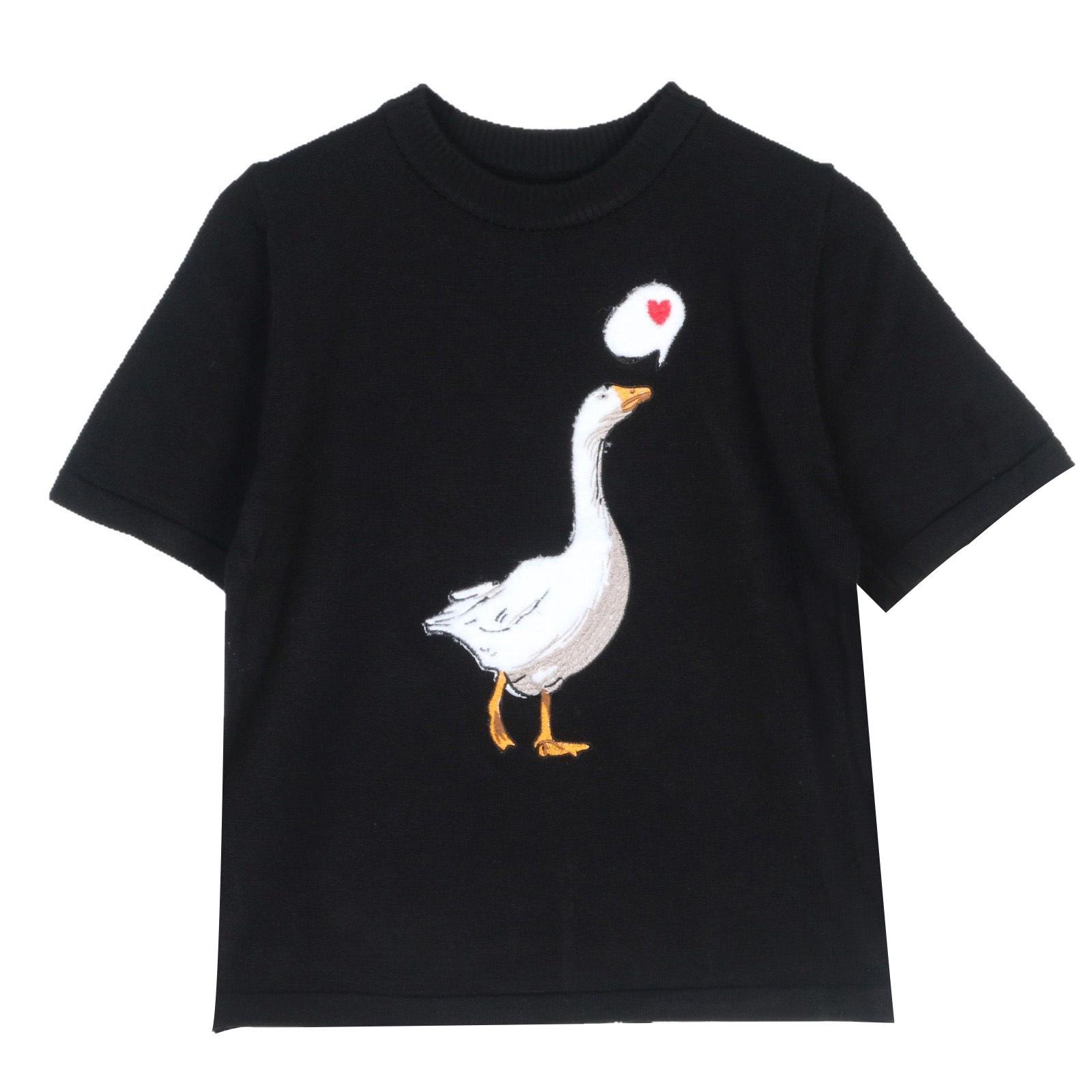 

25-Year Women s Animal Pattern Jacquard Short Sleeve Knitted Sweater L