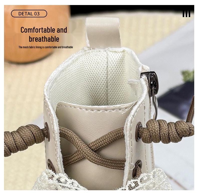 Autumn 2025 Girls' Beaded Bow Martin Boots - Short Leather Fashion Boots for Little Girls