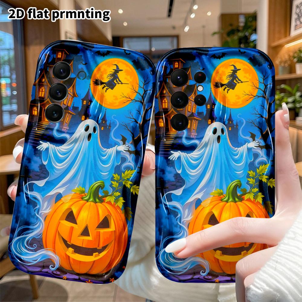 Phone Case: 2D Flat Samsung Galaxy A34 A35 M05 M06 S20 S22 S21 FE Plus 5G Protective Case, Haunted Castle Night Ghost, Christmas and Halloween Gifts