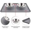 Benepaw Stainless Steel Double Dog Bowl With Silicone Mat Nontoxic Nonslip No Spill Pet Water Food Bowl Cat Puppy Feed Drinking