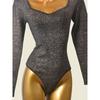 Export Single Sexy Sexy T-Shaped Bottoming Shirt Women's Fashion Ins Skinny Slimming Triangle Long Sleeve Jumpsuit