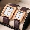 Swiss Quartz Fashion Couple Watch with Thin Leather Strap - Simple, Waterproof Design for Men & Women