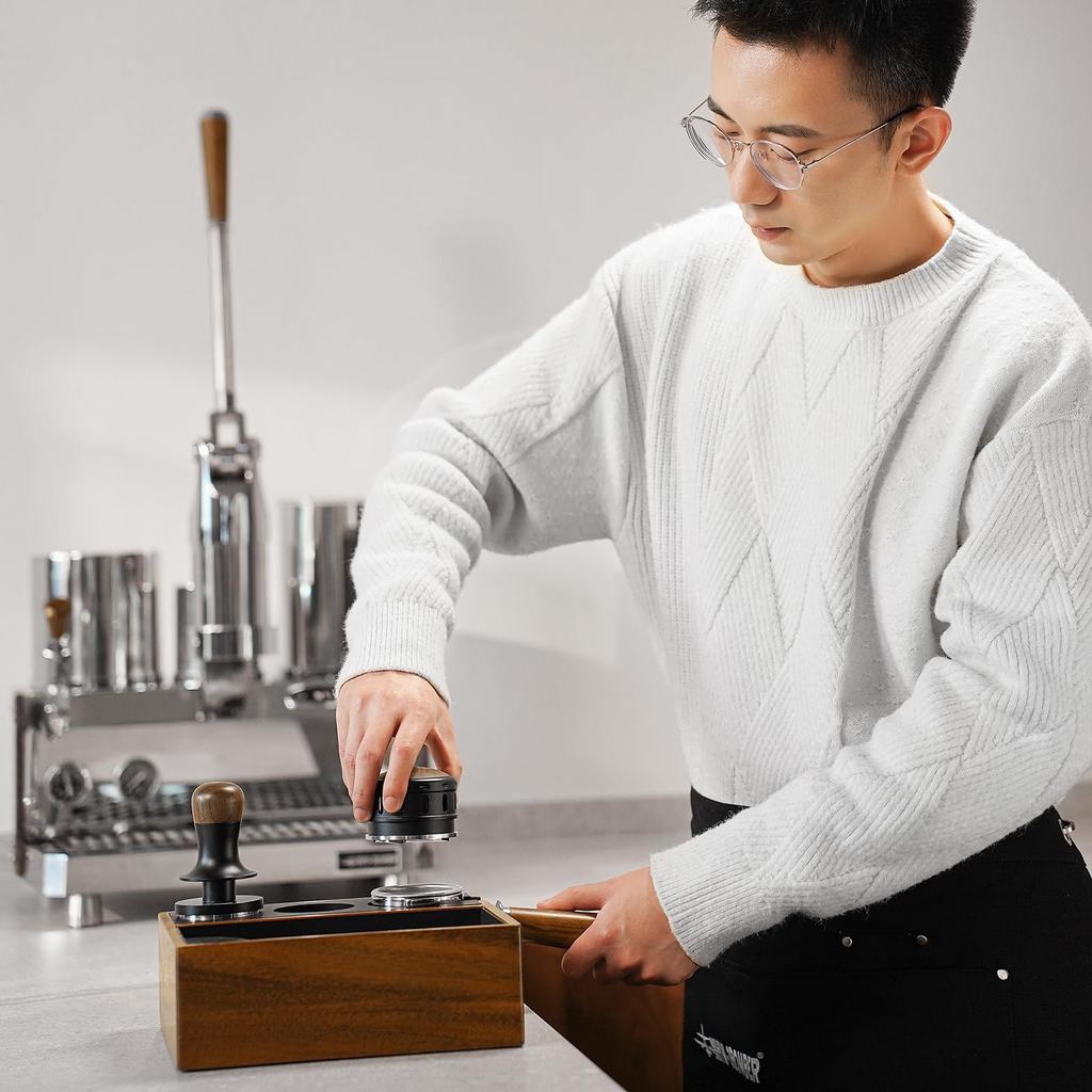 MHW-3BOMBER 53mm Espresso Distributor with Anti-Pressure Design, Separate Top Cover and Base, Gravity Coffee Distributor, 54mm, Automatic Height