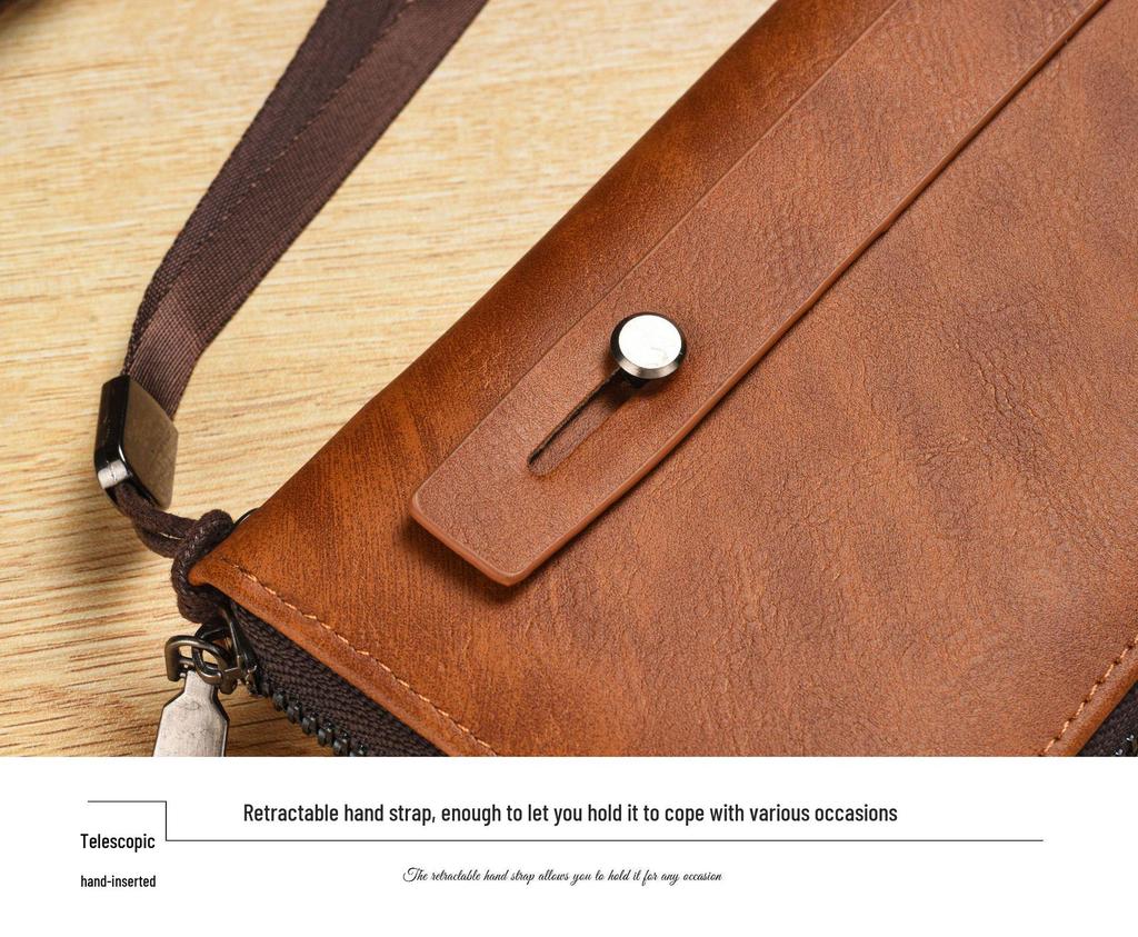 SHABILI Men's Zipper Wallet: Youth Leather Phone Bag & Card Holder, Large Capacity, Multifunctional