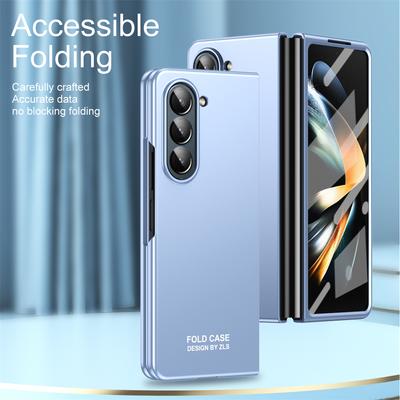 Luxury Plating Case for Samsung Galaxy Z Fold 5 Case Slim Shell Matte Folding Full Coverage Film Protection Cover Accessories