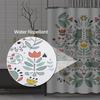Shower Curtain Funny Swedish Folk Cartoon Cats Birds and Flowers Ethnic Waterproof Polyester Fabric