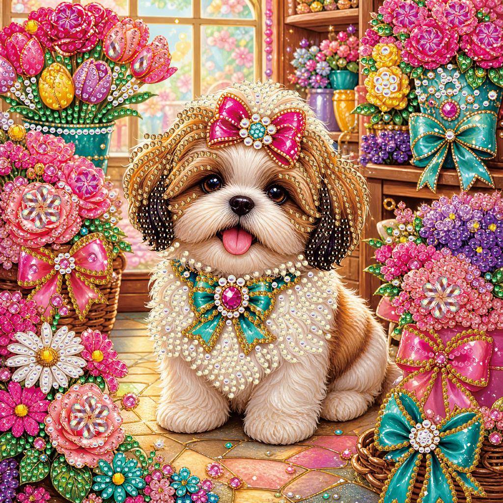 Dog Special Shaped 5D DIY Partial Drill Diamonds Dots Gem Art Kits for Adults DIY Gift Home Decor Diamond Dots Paintings 30x30cm