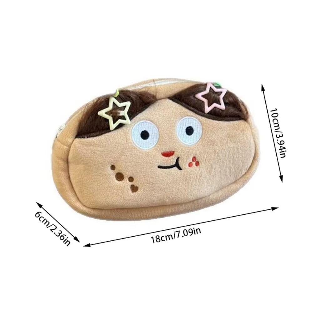 Cute Facial Expression Plush Pencil Case Large Capacity Funny Makeup Bag  Stationery
