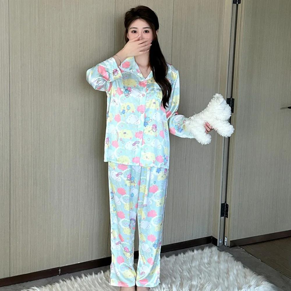 

Новая летняя пижама для женщин, комплект домашней одежды Ice Silk Painted Cloud, удобная и облегающая XL