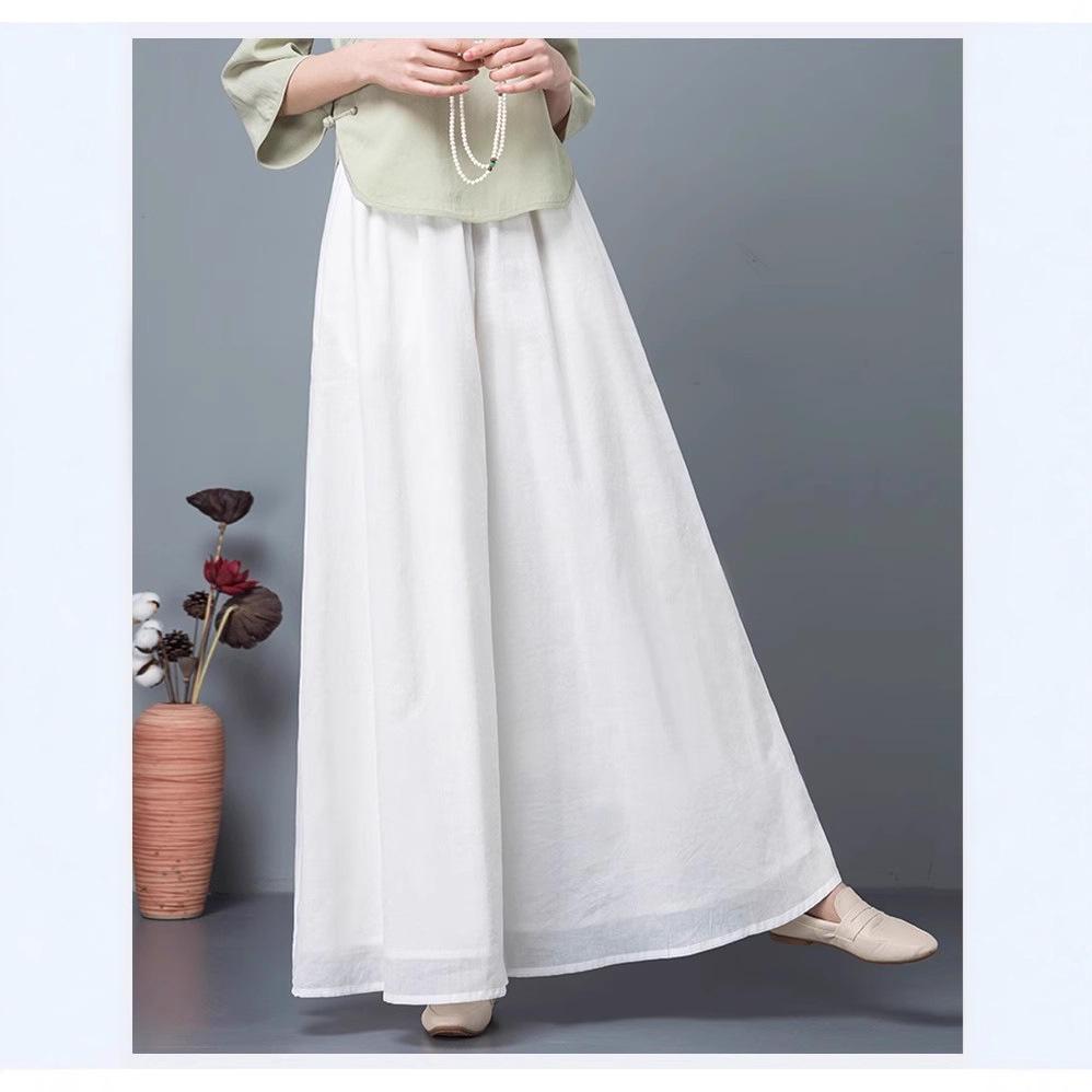 Women's Chiffon Wide-Leg Dance Pants: Loose Spring/Summer Hanfu-Inspired Tea Ceremony Leggings