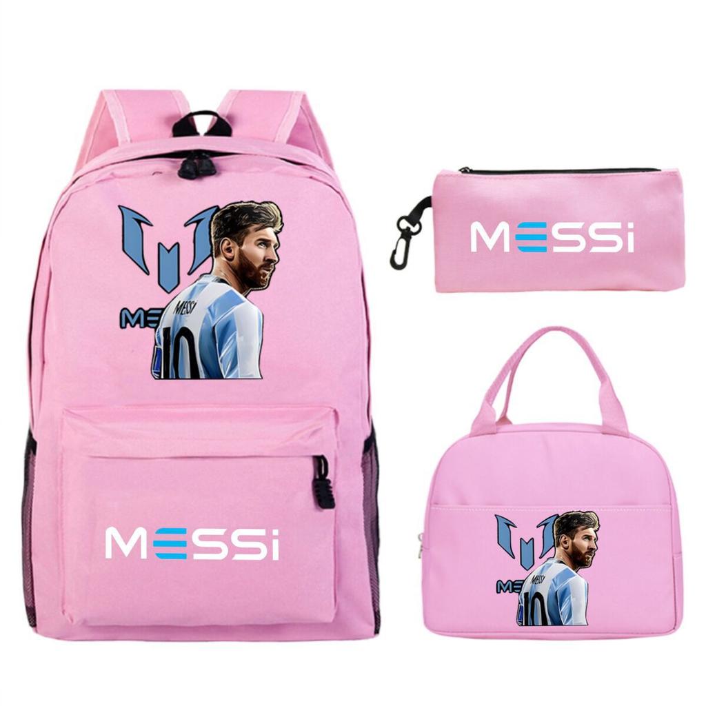 Football Star Peripheral Printed Backpack, Primary And Secondary School Children'S Three-Piece Simple Schoolbag