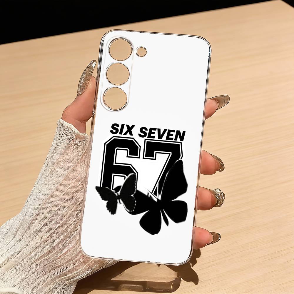 67 Six Seven Phone Case For Samsung S25,S24,S21,S22,S23,S30,Ultra,S20,Plus,Fe,Lite Transparent Cover