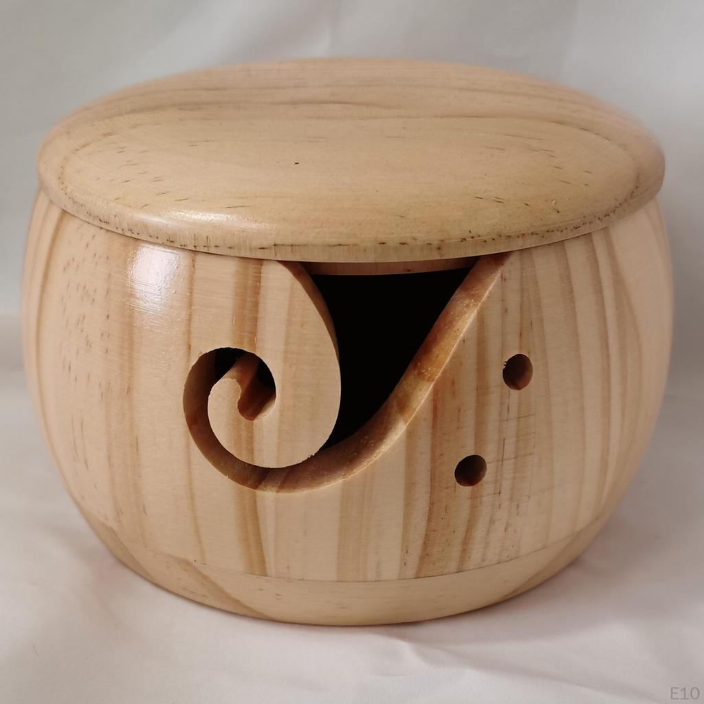 5.9 '' Crochet Yarn Bowl for Crochet, Knitting Holder, Wood Bowl, Basket