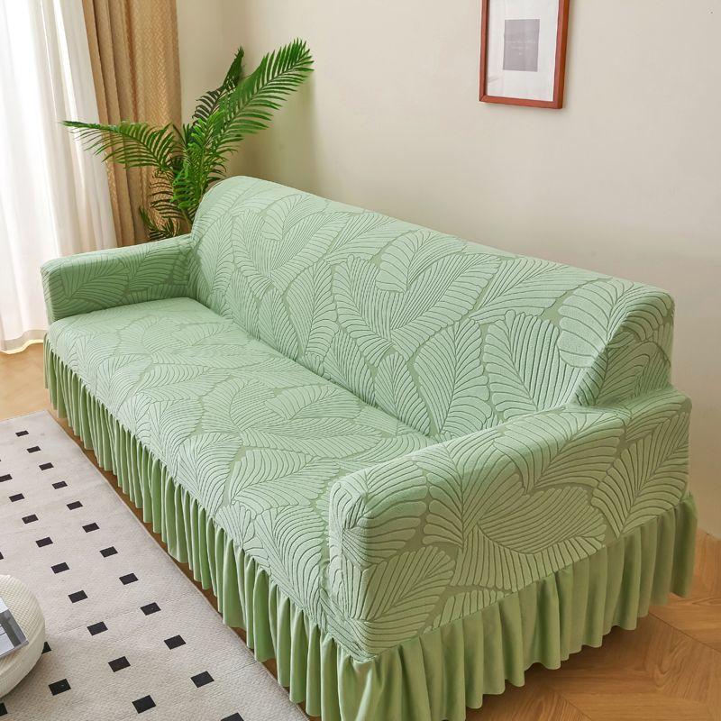 1pc Luxury Wrapped Sofa Cover with Pleated Skirt - Soft, All-Season for Living Room, Bedroom, Office, Sofa Covers for Living Room