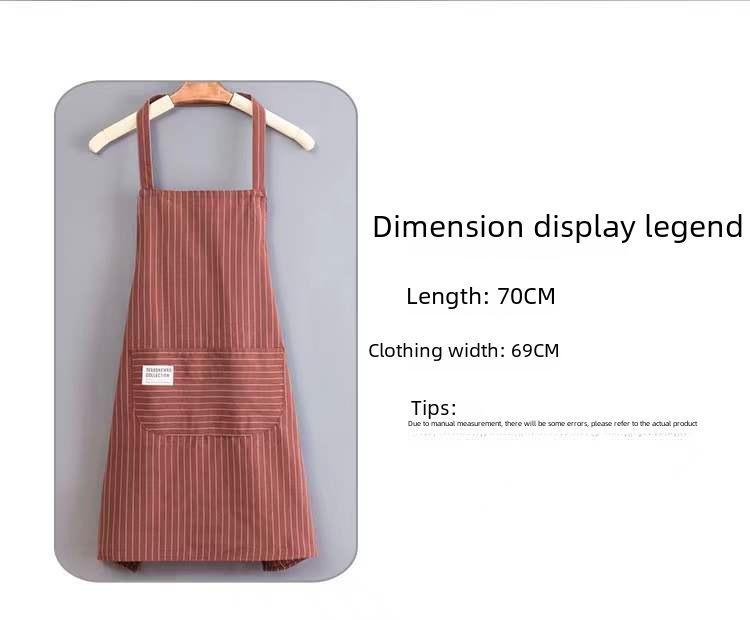 Striped Sleeveless Kitchen Apron - Halter Neck, Breathable, Anti-Fouling, Polyester Cotton Blend