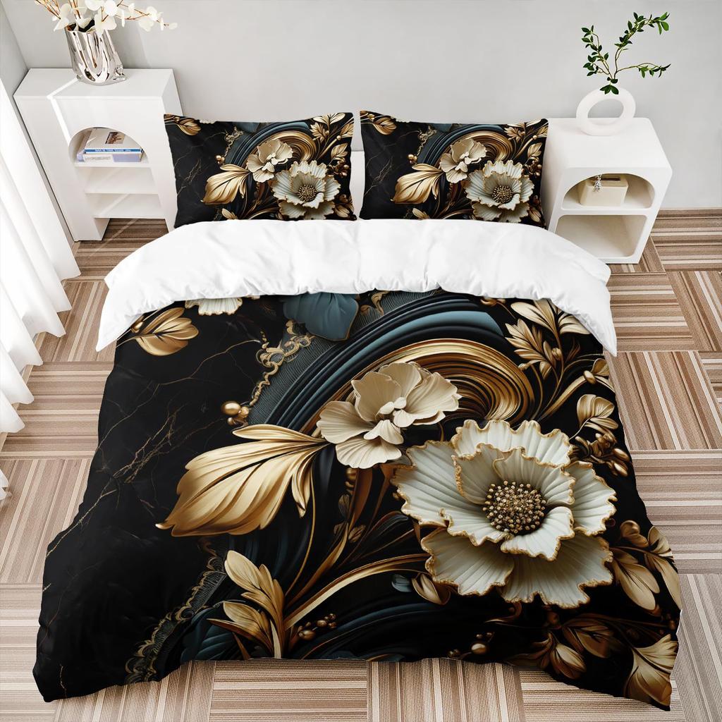 Bedding Set Digital Print Comfortable Duvet Cover for Home Bedroom Decoration, 1 Duvet Cover and 2pillowcase with Zippers