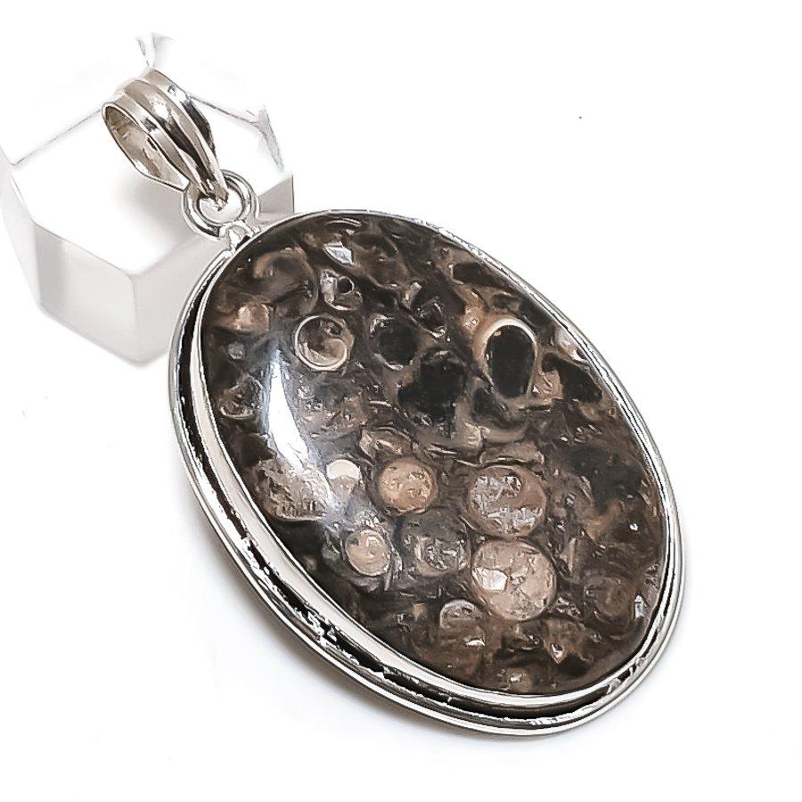 

Natural Turritella Fossil 925 Sterling Silver Jewelry Pendant 2.25 m8L17