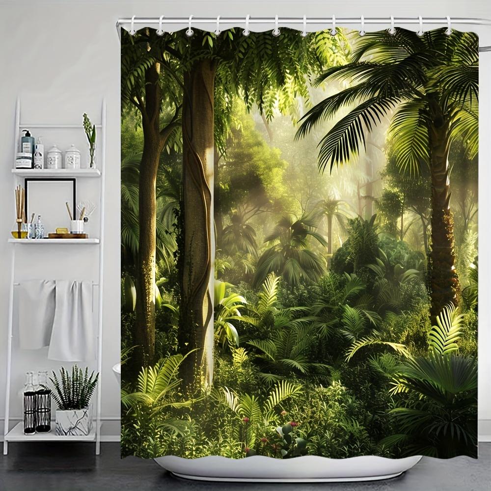 Wasserdichter Duschvorhang mit üppigem tropischem Regenwald-Design für ein immersives, von der Natur inspiriertes Badezimmererlebnis