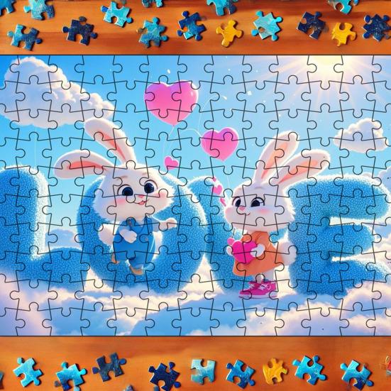 130ks/sada Pár Skládačka Králík Valentýn LÁSKA Zajíček logická hra Děti Dospělí Vzdělávací papírové puzzle Hračka Domácí dekorace