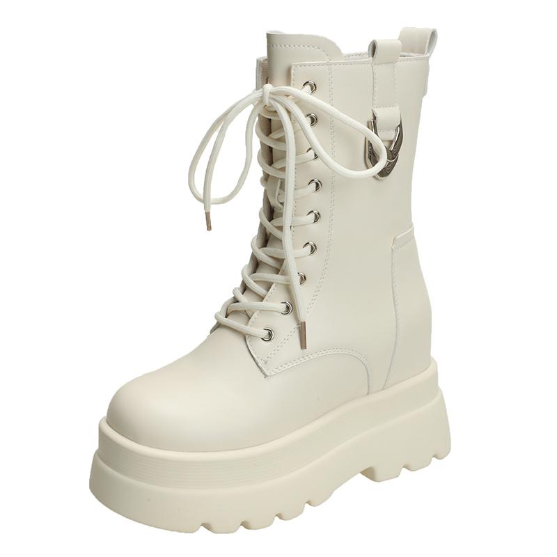 Fashion 2025 New Autumn Winter 9.5cm Chunky Platform Ankle Boots Women Motorcycle Boots Woman Thick Bottom Non Slip Leather Combat Boots