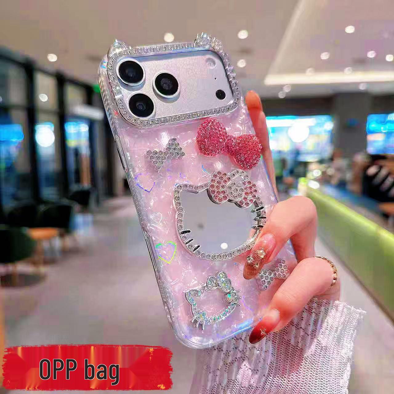 

Rhinestone Heart Shell Mirror Case for Apple iPhone 14/15/16/17 Pro Max iPhone 13 Pro