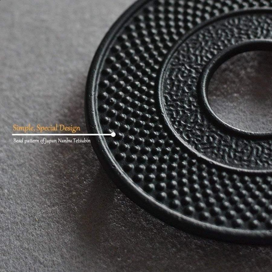 Cast Iron Mat with Rubber Pegs Feet for Japanese Tea Kettle Cast Iron Teapot Black Trivet 5.3in
