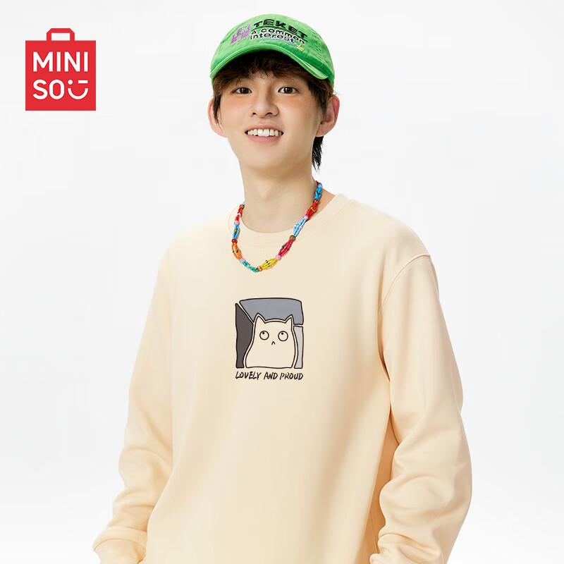 MINISO Men's Heavyweight Round Neck Pullover Sweatshirt