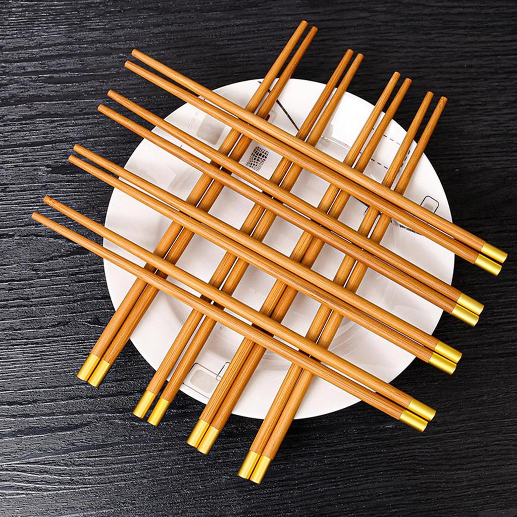 Set de Bețișoare din Oțel Inoxidabil, 5 Perechi, Reutilizabile, Ușoare, Metalice, Japoneze, Chinezești, Coreene, Anti-alunecare, Sigure pentru Mașina de Spălat Vase