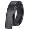 Buckle-Free Leather Belt for Men - Genuine Leather, Automatic Buckle, Versatile Lychee Grain Cowhide.