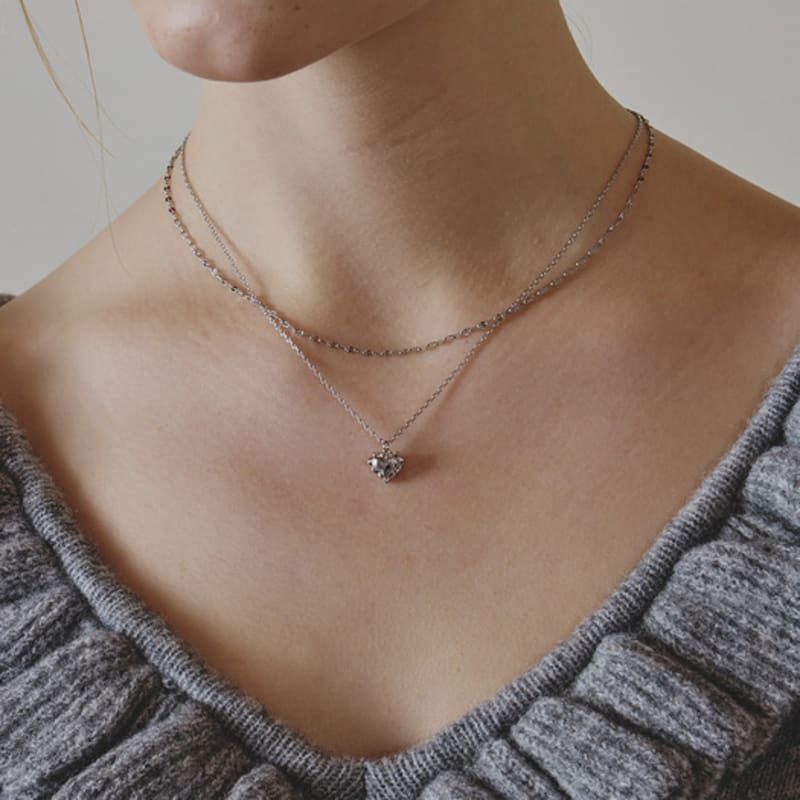 Eenie Beenie Girly Heart Two-line Necklace