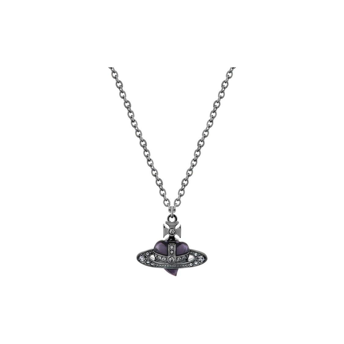 Vivienne Westwood Diamante Heart Pendant Necklace Unisex necklace Gunmetal 630203BV02S326S326 Box
