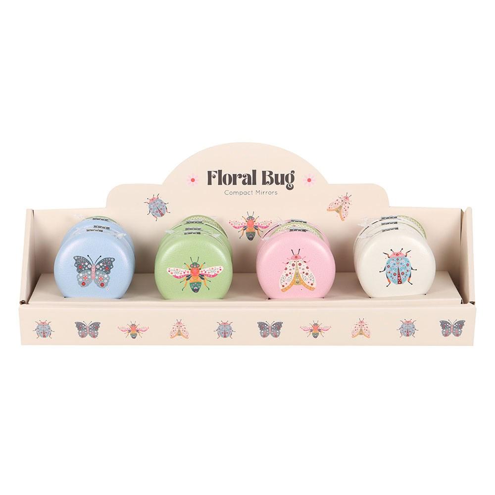 Something Different Floral Bug Compact Mirror Set (Pack of 12)