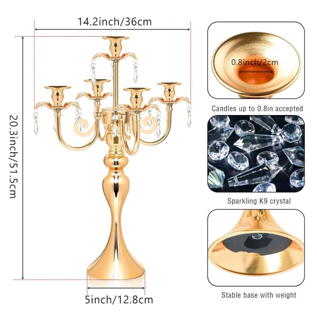 European Retro Five-Head Metal Candle Holder for Weddings and Restaurants