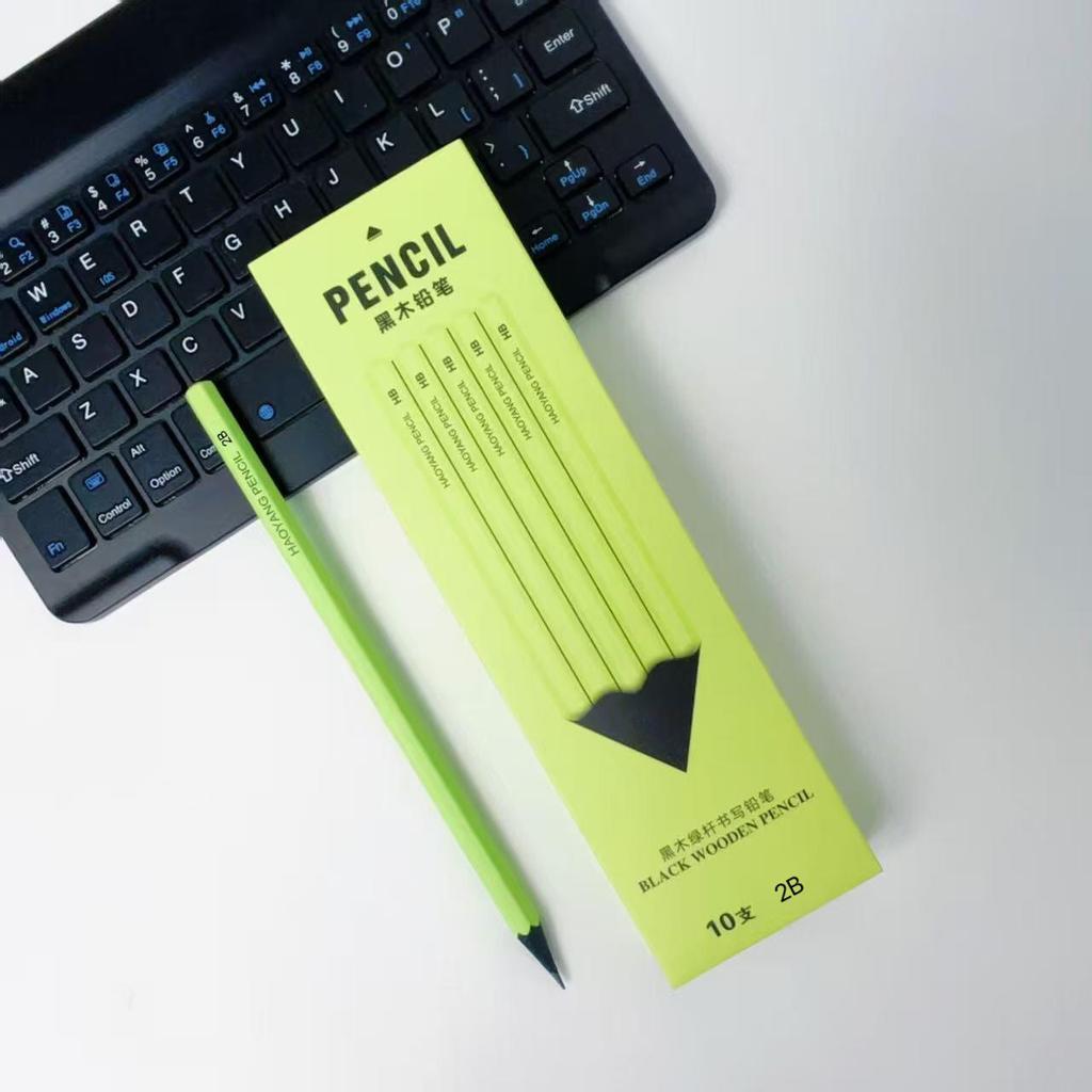 Premium Black Wood Pencil with Green Barrel, Safe for Elementary & Kindergarten Students, 2B & HB Options Available.