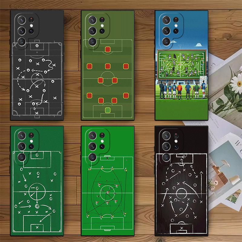 Football Soccer Tactics Time Soft Phone Case for Samsung Galaxy S26 S25 Edge S24 Ultra S23 Plus S22 S21 FE S20 Black Cover Back