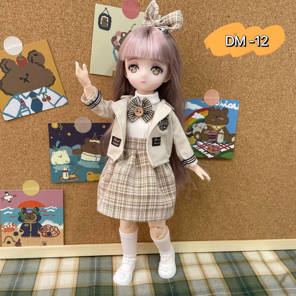 30CM Mini Movable 23Jointed Doll Girls Toy 3D Big Eyes BJD Princess Full Outfits Dresses Collection Childrens Doll Gift