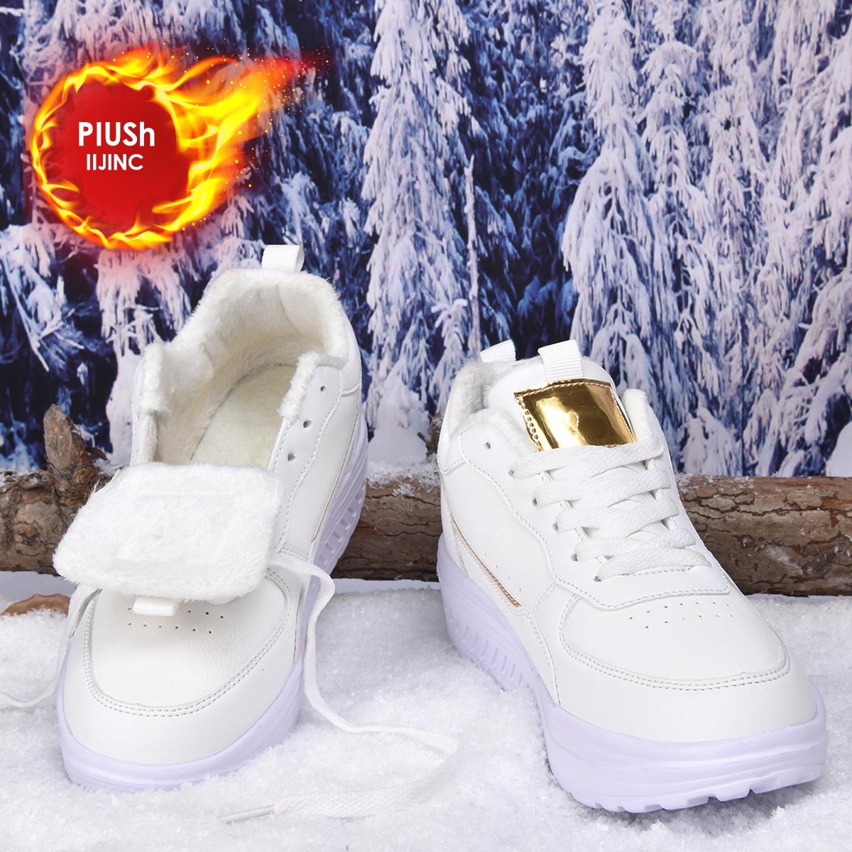 

TUINANLE Women s High Top Cotton Sports Boots Winter Thick Warm Velvet Lining Sneakers Plush Shoes 36 білий