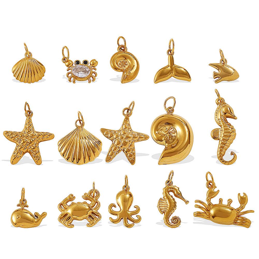 Ocean Element Conch Shell Pendant Accessories Stainless Steel Gold-Plated Beach Wind Accessories