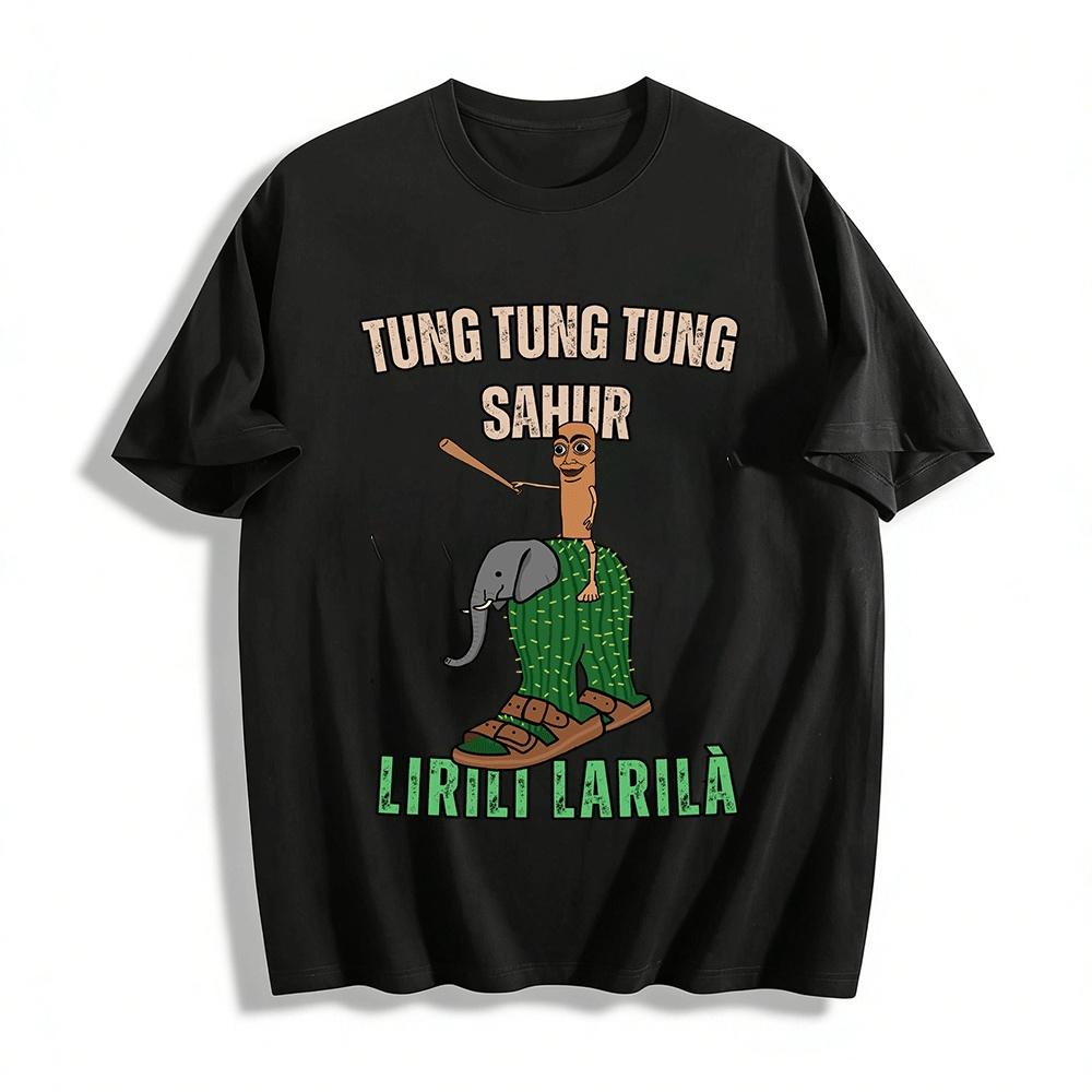

Funny Sahur Print T-shirt Southeast Asia Humor Casual Top Pure cotton T-shirt XXS