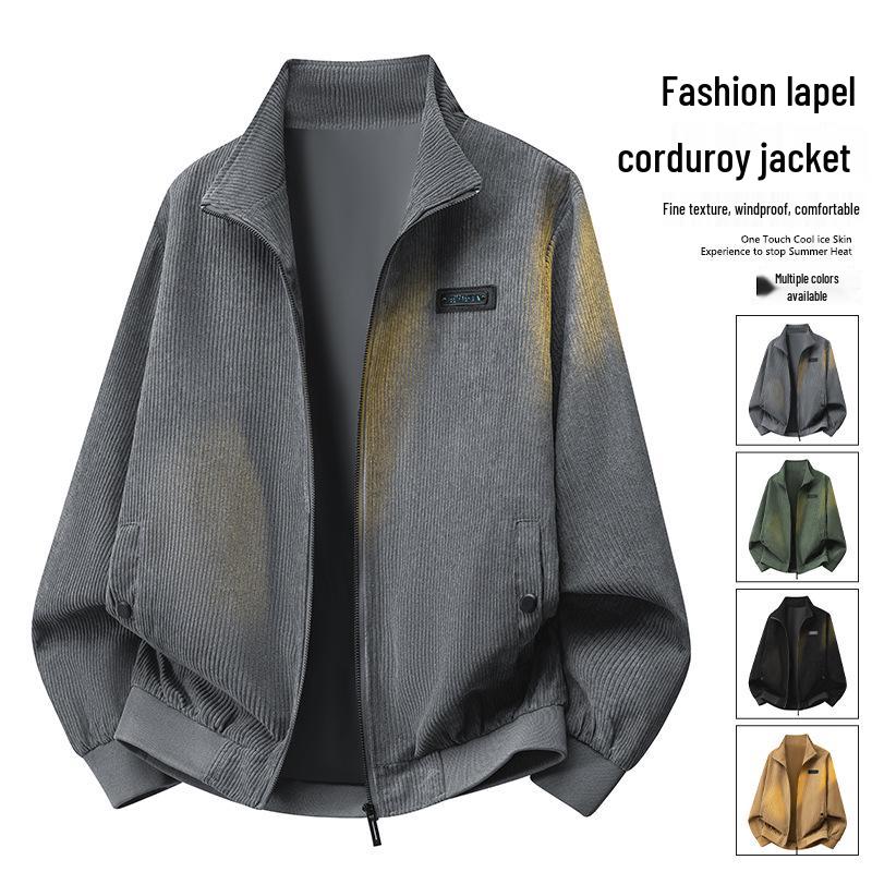 Men's Trendy Autumn Corduroy Lapel Jacket: Casual, Lightweight for All Ages