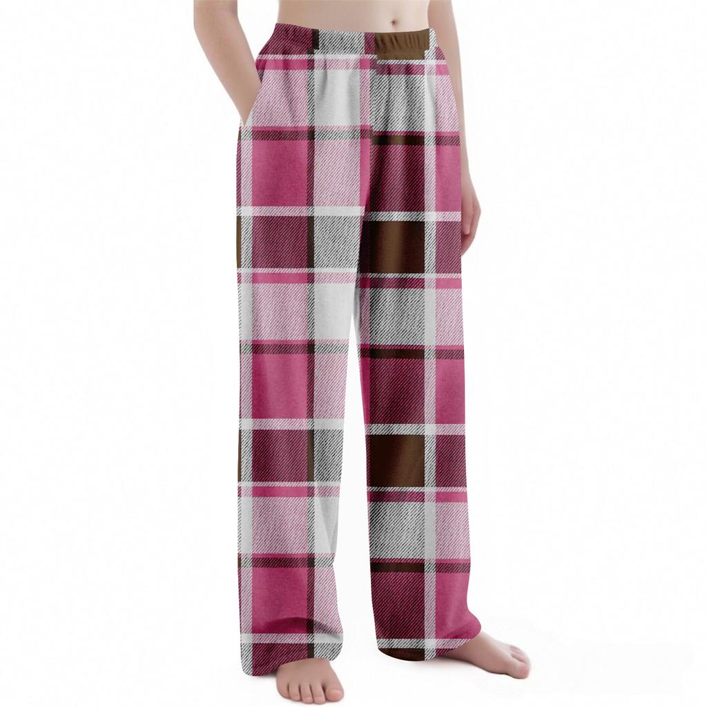 Kinder Weihnachten Karomuster Hose Plüsch Freizeithose